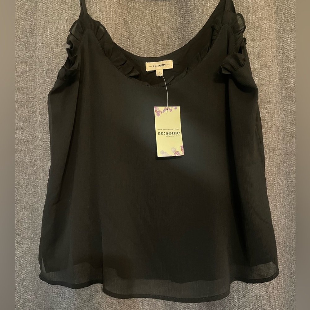 ~*~ ee:some~*~ Black Ruffled Top